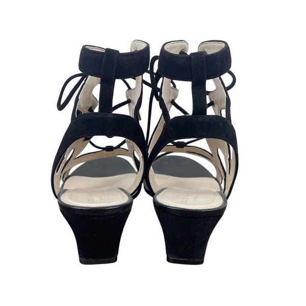 Cole Haan Black Suede Vable Wedge II  Strappy Womens Sandals Size 10.5B