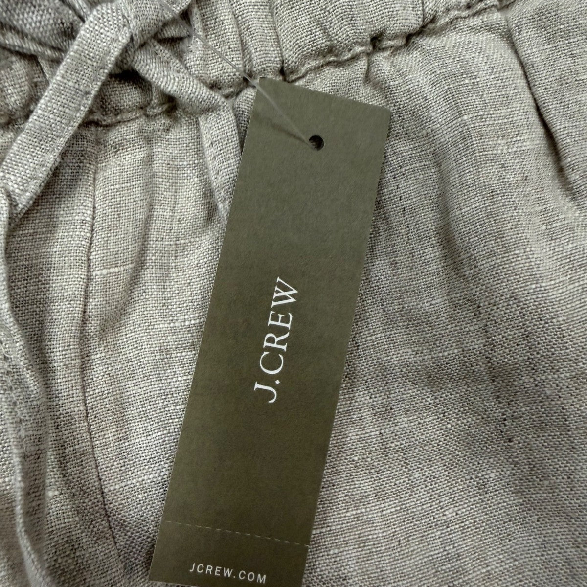 J.Crew Mens Natural Linen Elastic Waist Relaxed Pants Beige Lightweight Size M