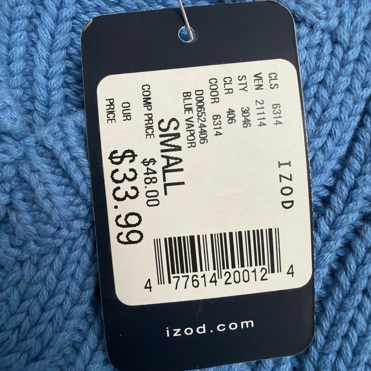 Izod Ladies Blue Cable Knit V-Neck Sweater Lightweight Casual Fit Sz S - New