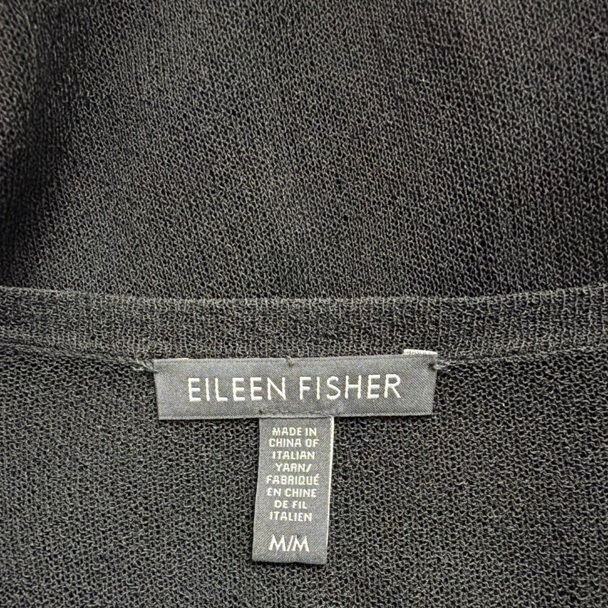 Eileen Fisher Womens Black Sheer Open Cardigan & Silk Dress Set Sz M
