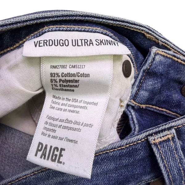 Paige Womens Blue Cotton Blend Verdugo Ultra Skinny Jeans Size 25
