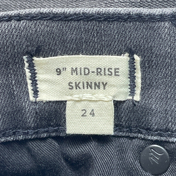 Madewell Womens  Mid-Rise Skinny Jeans Distressed Denim Frayed Hem  Sz 24- New