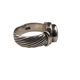 Sterling Silver Womens Purple Amethyst Stone Ring Size 5 Vintage Textured Band