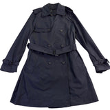 Banana Republic Womens Navy Trench Coat Polyester Fabric Belt Tie Petite Size S
