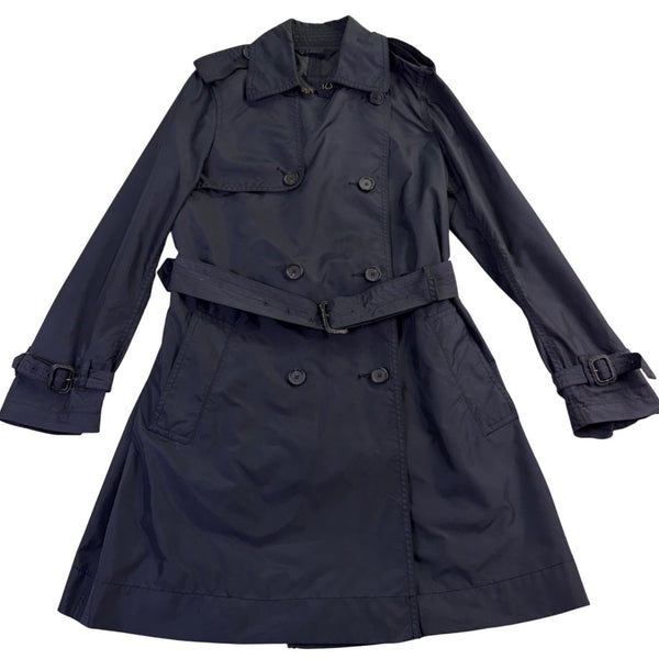 Banana Republic Womens Navy Trench Coat Polyester Fabric Belt Tie Petite Size S