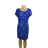 Jessica Howard Womens Blue Rayon Short Sleeve Geometric Print Dress Sz 12P - New