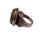 Sterling Silver Womens Green Jade Ring Intricate Handcrafted Unique Vintage
