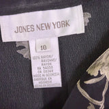 Jones New York Womens Black Rayon Floral A-Line Maxi Skirt Button Front Size 10 