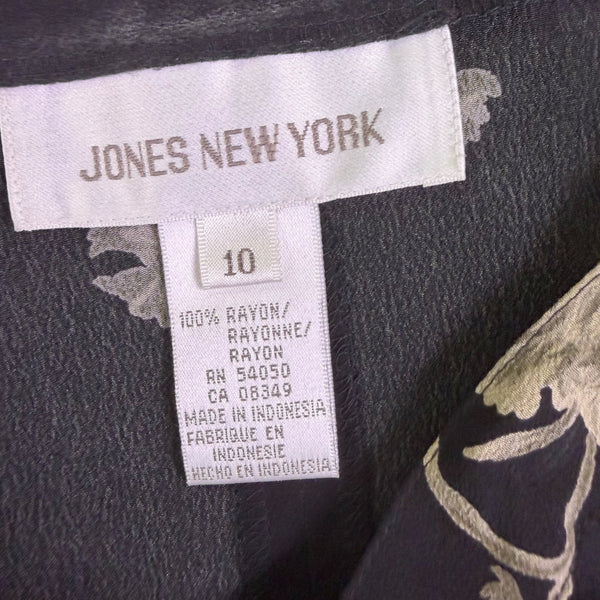 Jones New York Womens Black Rayon Floral A-Line Maxi Skirt Button Front Size 10 