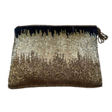 Handmade Women’s Black & Gold Beaded Tassel Zippered Clutch Bag