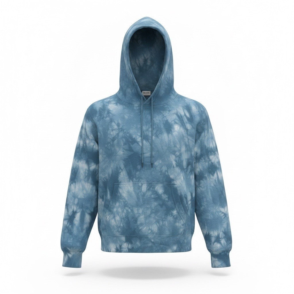 Athleta Womens Blue Tie Dye Cotton Hoodie Pullover Sweatshirt Size 2X