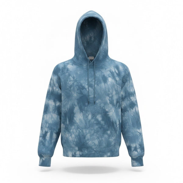 Athleta Womens Blue Tie Dye Cotton Hoodie Pullover Sweatshirt Size 2X