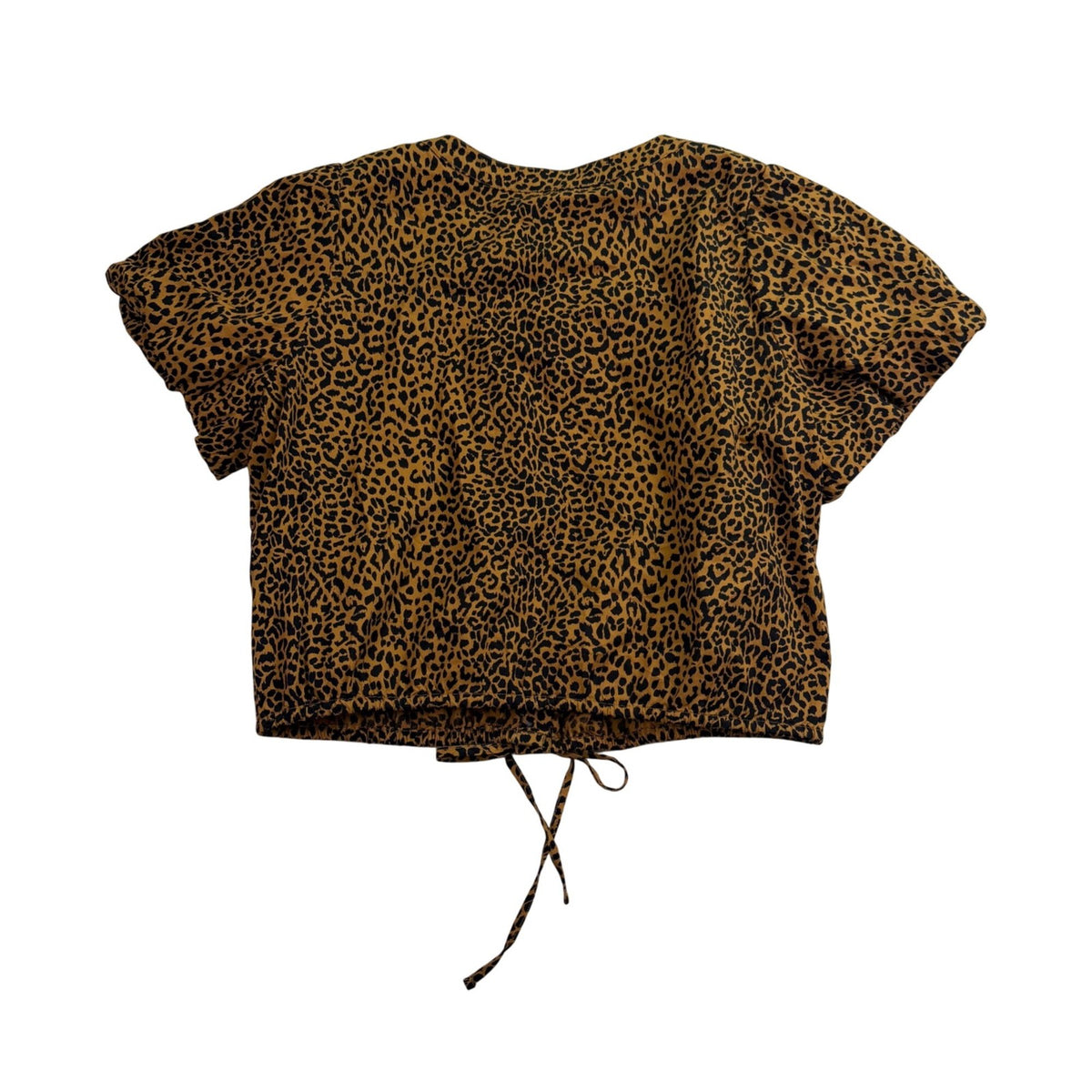 J.Crew Womens Brown Leopard Print Button Down Puff Sleeve Blouse Size L