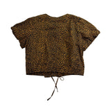J.Crew Womens Brown Leopard Print Button Down Puff Sleeve Blouse Size L
