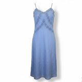 J. Crew Womens Blue Linen Embroidered Slip Dress Lightweight Summer Wear Size 2P