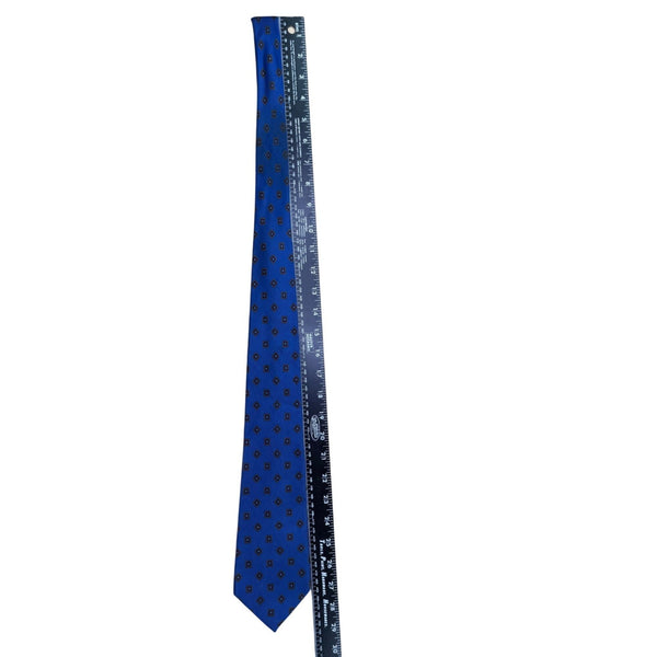 Robert Todd Ltd Mens Blue Silk Geometric Pattern Tie Classic Necktie