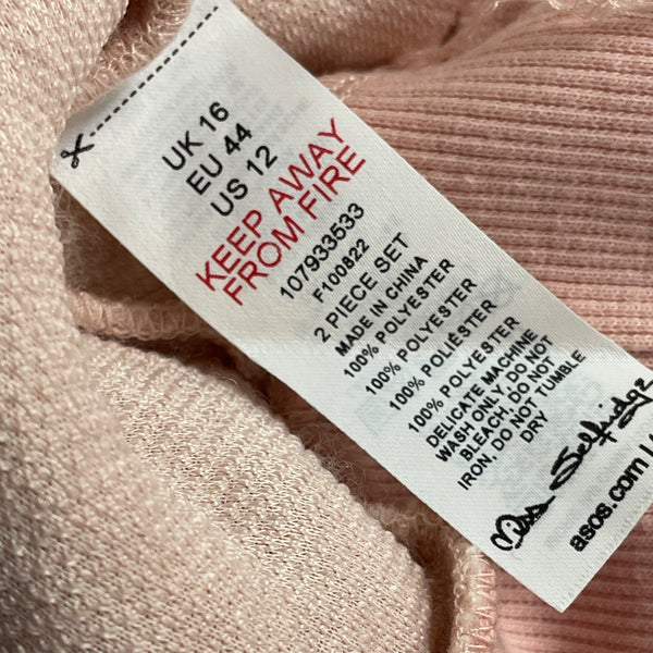 Miss Selfridge Pink Cozy Lounge Jogger Sweatpants & Pullover Top Set Sz 12