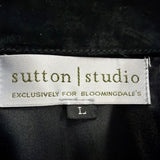 Sutton Studio Womens Black Suede Button-Down Shirt Long Sleeve Sz Large