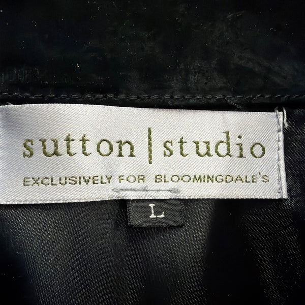 Sutton Studio Womens Black Suede Button-Down Shirt Long Sleeve Sz Large