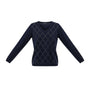 Tommy Hilfiger Womens Navy Cotton Sweater V-Neck Argyle Studded Design Sz XS