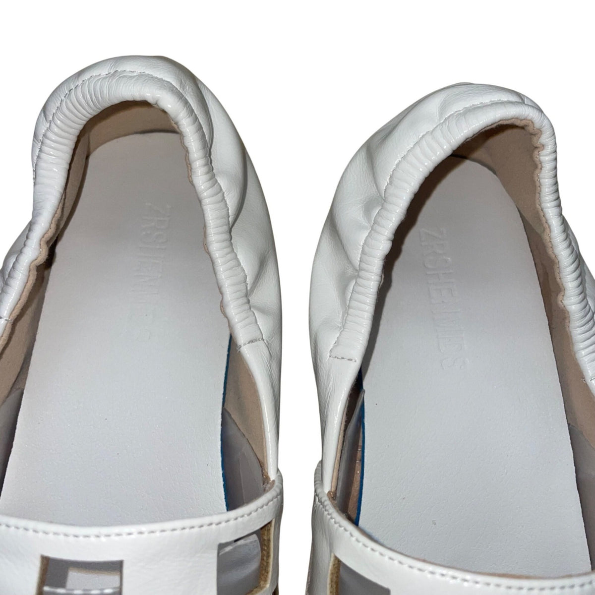 Zrshenmids Women’s White Leather Cut-Out Slip-On Square Toe Loafers Size 38