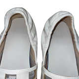Zrshenmids Women’s White Leather Cut-Out Slip-On Square Toe Loafers Size 38