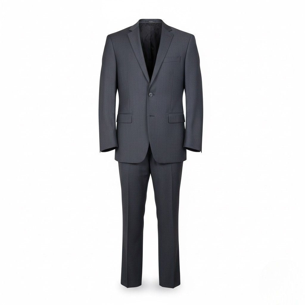 Mens Black Two-Piece Suit Dress Jacket & Pants Slim Fit Size 36