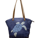 Vera Bradley Women’s Blue Woven Straw With Inner Pockets Sea Turtle Tote Bag