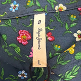 Pepe Jeans Womens Blue Floral Polyester Button-Down Midi Dress Size L