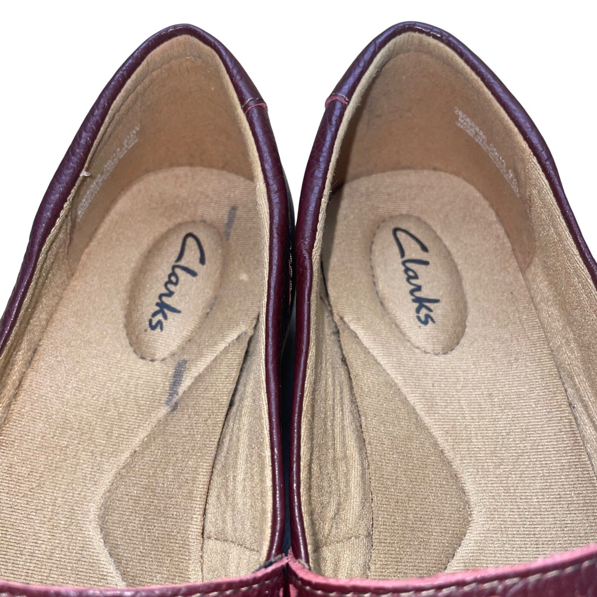 Clarks Womens Burgundy Leather Comfortable Casual  Mary Jane Shoes Size 9.5W 
