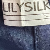 LILYSILK Womens Navy Blue Silk Long Sleeve Blouse With Tie Neck Detail Size M
