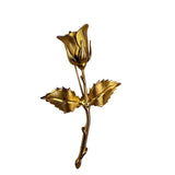 Vintage Unknown Gold Tone Metal Rose Brooch Pin Elegant Floral Design