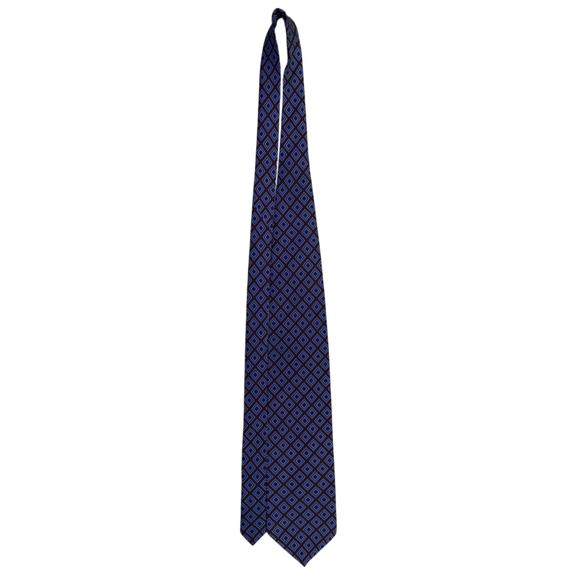 Perry Ellis Mens Burgundy & Blue 100% Silk Geometric Pattern Necktie