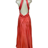 My Michelle Womens Red Satin Halter Evening Gown With Beaded Detailing Size XL