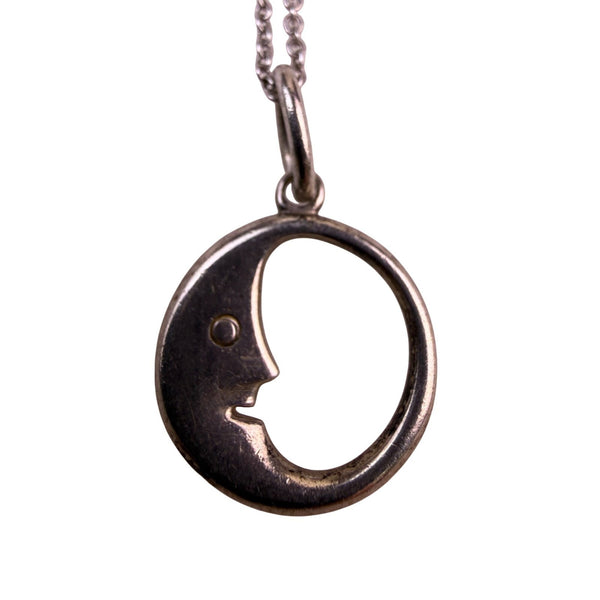Sterling Silver Womens Moon Pendant Necklace Italian 925 Chain Minimalist Design