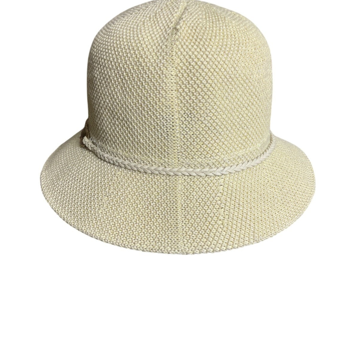 Yellow Cloche Hat With Braided Band & Metal Buckle Accent