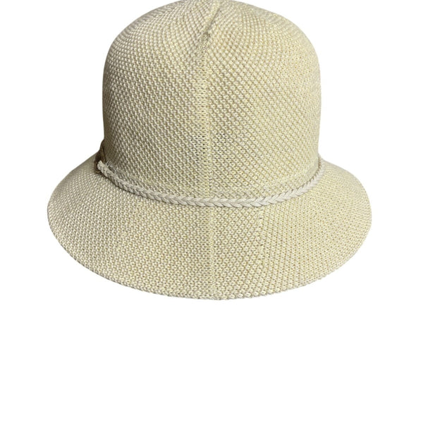 Yellow Cloche Hat With Braided Band & Metal Buckle Accent