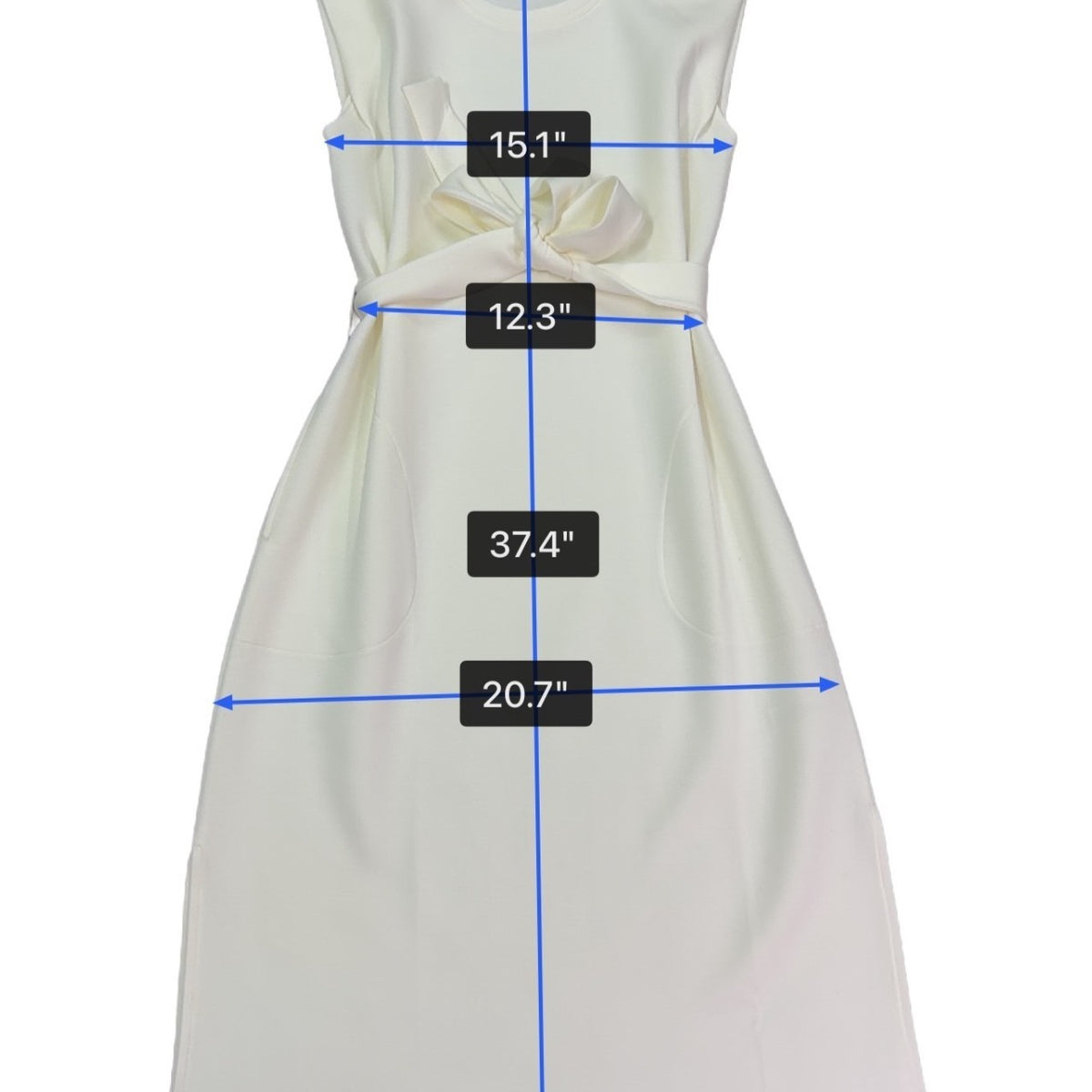 Spanx Women White Sleeveless Belted Midi Dress AirEssentials Pockets Size M