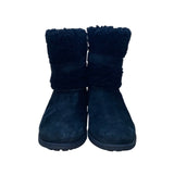 UGG Womens Black Suede Shearling Buckled Mid-Calf Winter Boots Size 7