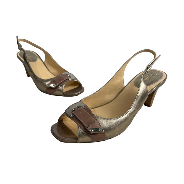 Cole Haan Women's Vintage Silver Air Eliana Ot Sling Heels Sz 9B