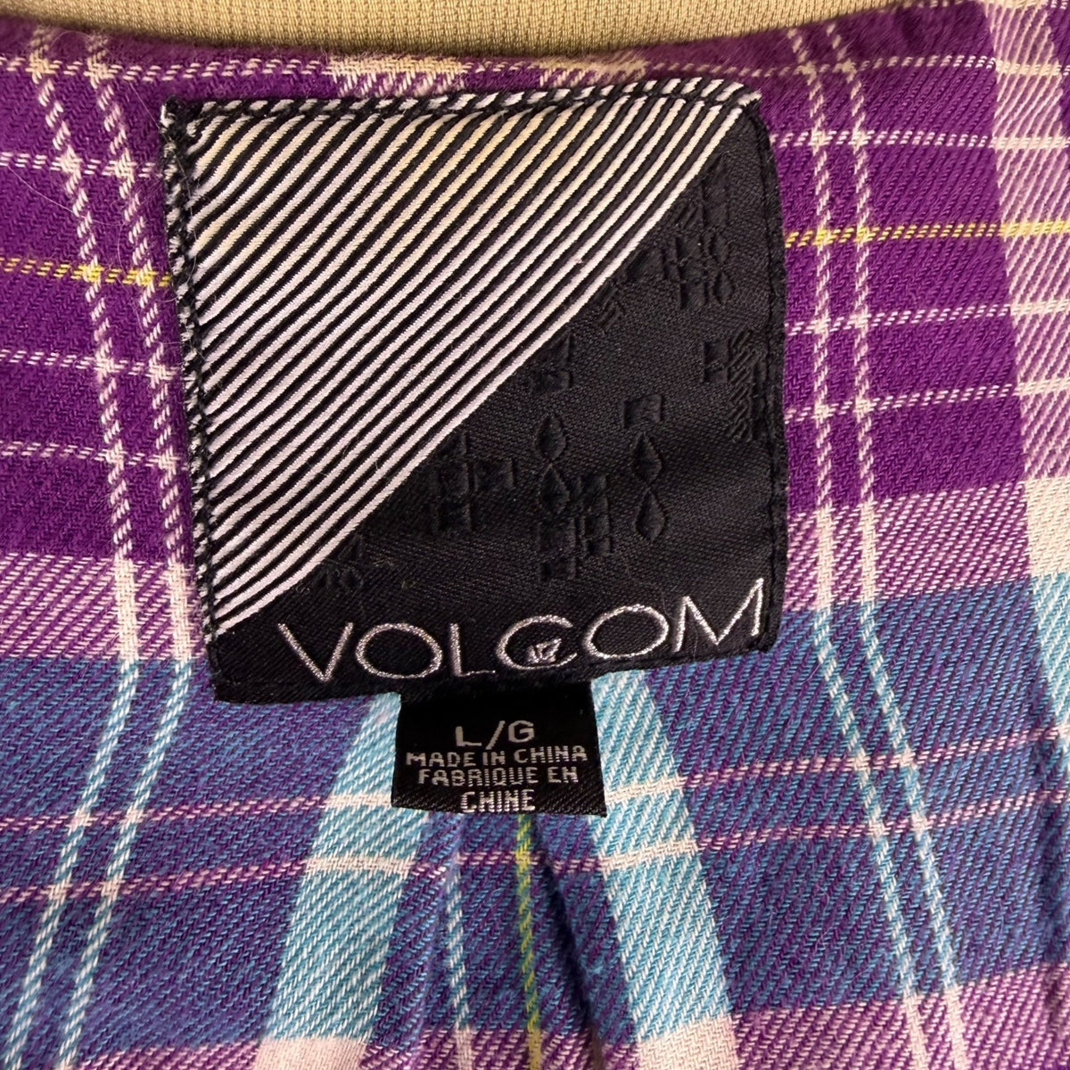 Volcom Women Khaki Cotton/Elastane Jacket Belted Military Style Size L