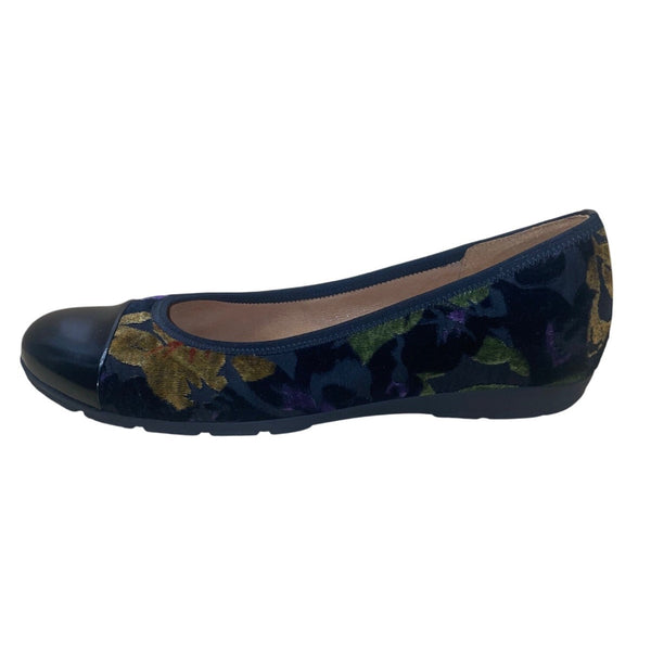 Gabor Women’s Black Multicolor Floral Pattern Patent Toe Ballet Flats Sz 5.5