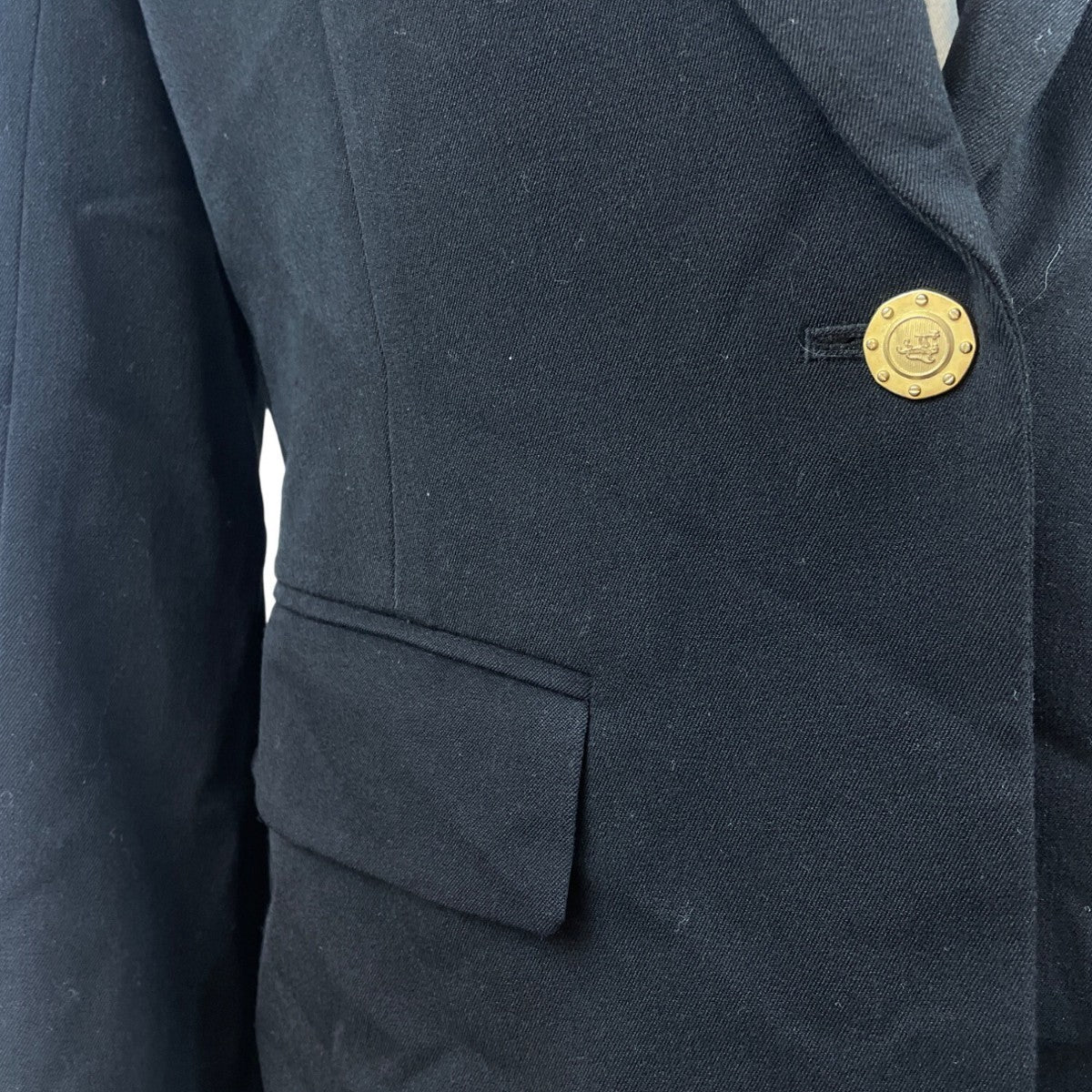The Base Women's Black Blazer Gold Button Detail