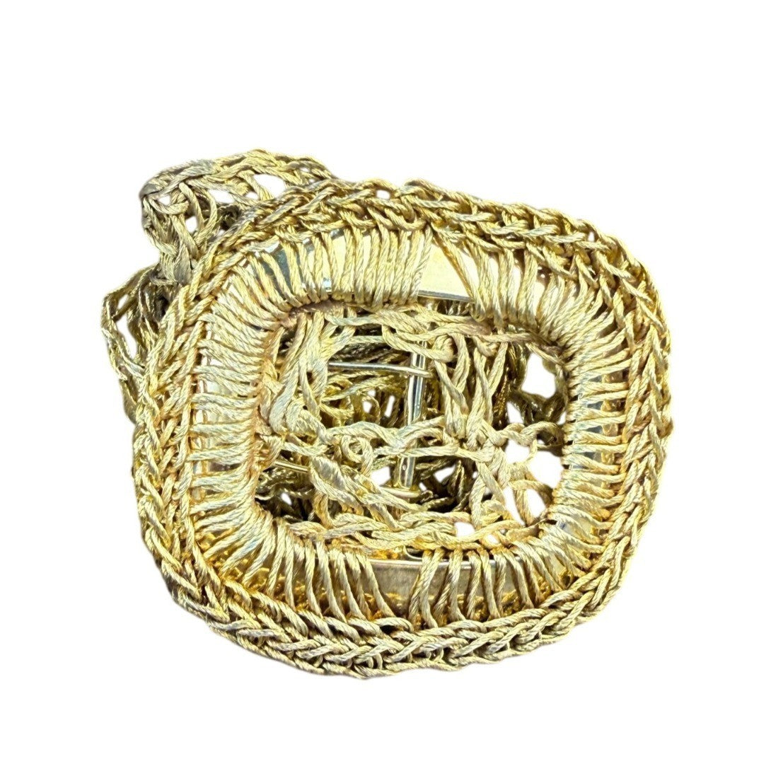 Vintage Gold Woven Rope Belt Womens Accessories Adjustable Length Boho Style
