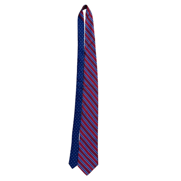 Tommy Hilfiger Mens Red & Blue 100% Silk Reversible Tie Striped & Floral Design