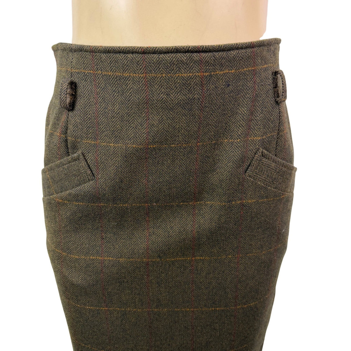 Anne Klein Womens Brown Plaid Wool Pencil Skirt Vintage Office Attire Sz 10