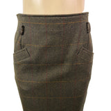 Anne Klein Womens Brown Plaid Wool Pencil Skirt Vintage Office Attire Sz 10