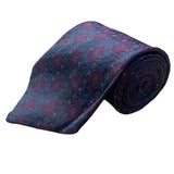 Holliday & Brown London Silk Tie Made In England Navy & Red Geometric Pattern