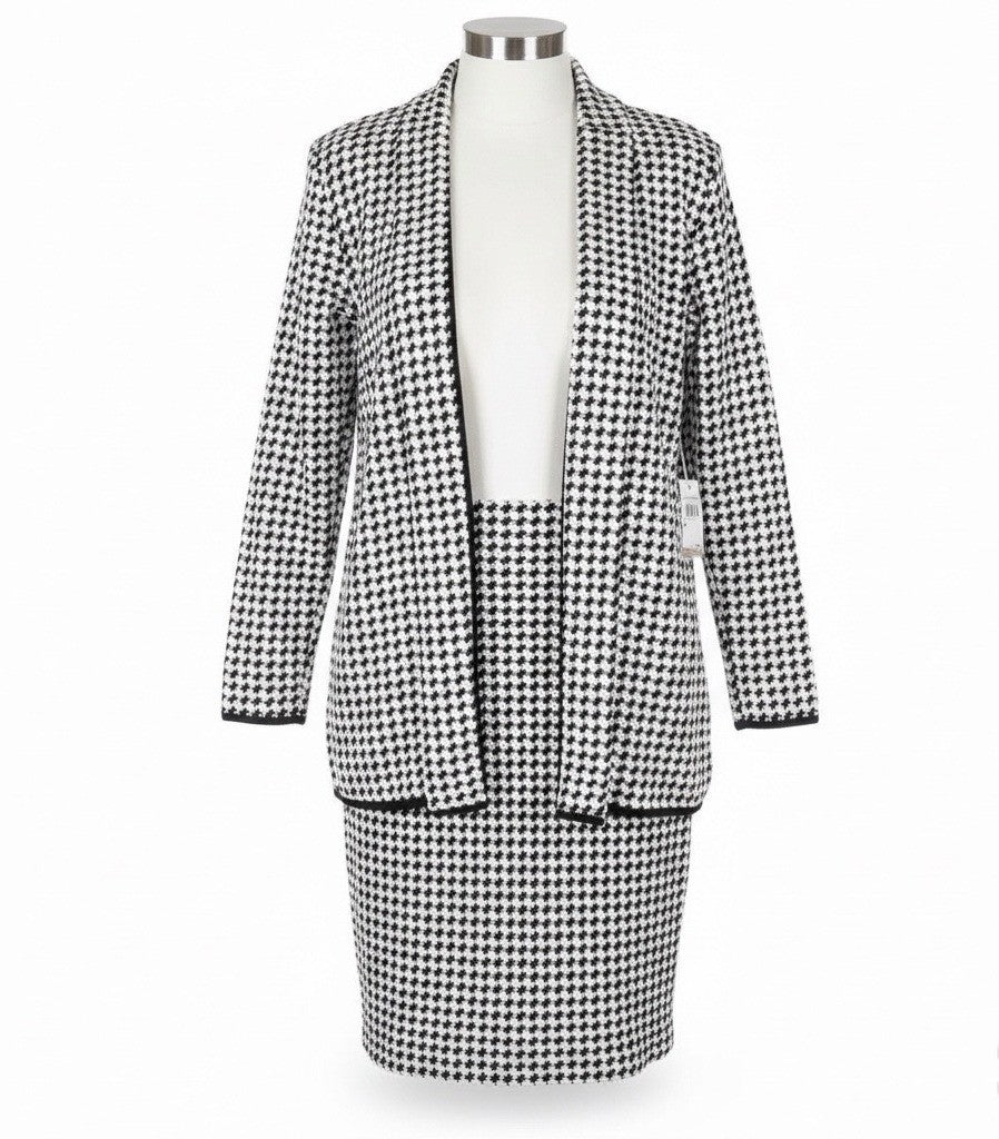 Philosophy Womens Black & White Knit Cardigan & Skirt Set Size 14