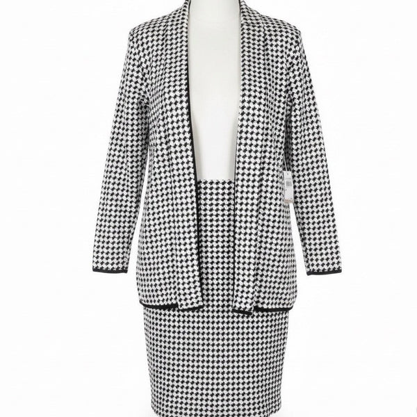 Philosophy Womens Black & White Knit Cardigan & Skirt Set Size 14